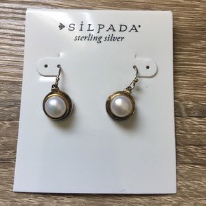 Silpada Brass Pearl Sterling Silver Earings